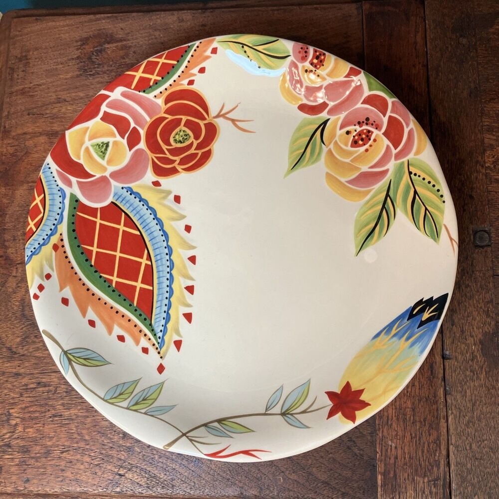 Vida Eva Mendes For Espana Ceramic Rose Print Dinner Plates 11" Set Of 3 Retired